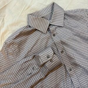 Robert Graham Mens Button Down Shirt Geometric Pattern Long Sleeve Size 39 15.5